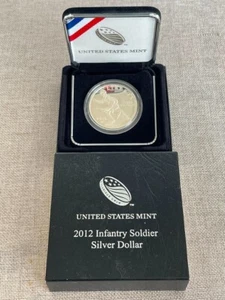 2012-W Infantry Soldier Commemorative Unc Silver Dollar US Mint Box COA - Picture 1 of 5
