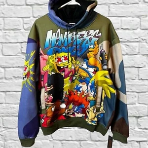 Herren Nickelodeon Members Only Pullover AOP Hoodie SpongeBob Arnold Rugrats NEU - Bild 1 von 6