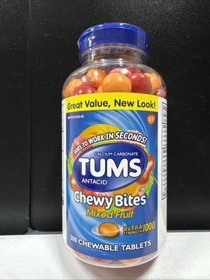 UltraStrength 1000mg TUMS Chewy Bites - 200 Chewable Tablets - Mixed Fruit 06/27 - Image 1 of 4