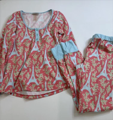 Juego de pijama de 2 piezas con cabecera de cama - Rosa Verde Azul, Torre Eiffel de París - Talla XS Foto 1 de 4