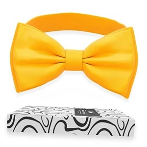 Men's Bow Ties Pre-Tied Style Formal Satin L - (adults) 17 Merigold Yellow - Picture 1 of 6