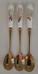 Portmeirion Gold Tone Spoons with China Handles x3 A15 G143 - Picture 1 of 11