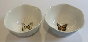 VGC Set of 2 Lenox Butterfly Meadow Porcelain Dessert Bowl by Louise Le Luyer - Picture 1 of 9