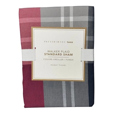 Pottery Barn Teen Walker Plaid Sham rojo azul marino estándar - 20 x 20 Foto 1 de 4