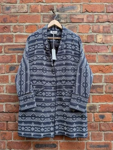 Cappotto coperta Maison De Nimes stampa western blu navy donna taglia 12 House of Fraser - Foto 1 di 11