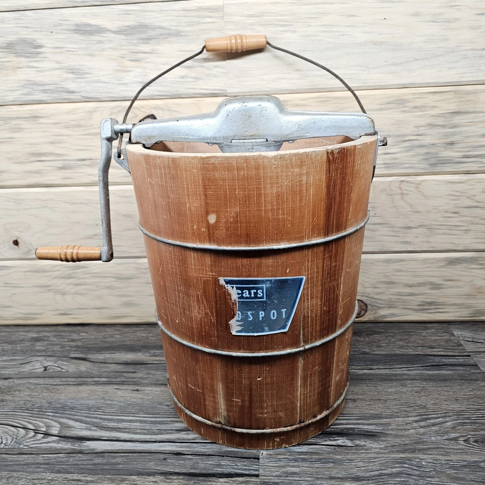 Винтажная деревянная мороженица Sears Coldspot ведро рукоятка винтажная ностальгическая  - Изображение 1 из 4