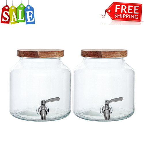 (2 Pack) Better Homes &amp; Gardens Glass 1.5 Gallon Leak-Proof Beverage ...