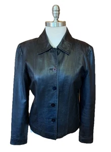 Vintage Harold's Lederjacke Damen klein schwarz butterweich 5 Knöpfe Luxus - Bild 1 von 14