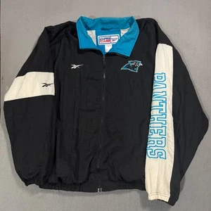 North Carolina Panthers Reebok Vtg NFL Sports Jacket Sweatshirt Windbreaker XL - Picture 1 of 12