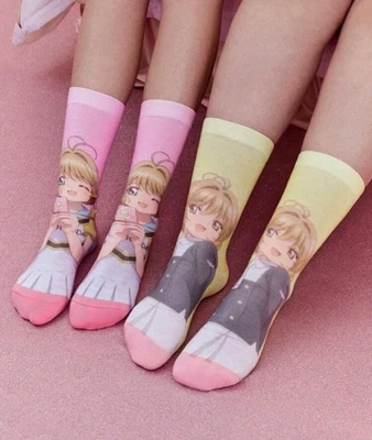 CARDCAPTOR SAKURA | 2 Pairs Cartoon Character Printed Mid-Calf Socks - Image 1 of 4