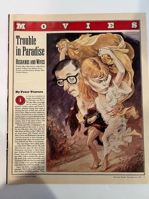 Arte de caricatura de Woody Allen y Mia Farrow de colección de los años 90 - Película de esposos y esposas Foto 1 de 3