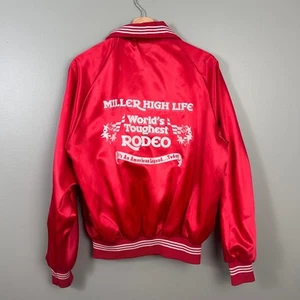 Vintage Miller High Life Professional Rodeo Cowboys Jacket Red Varsity Large - Picture 1 of 12