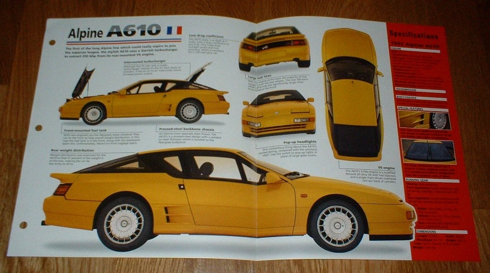 Renault Alpine A610 1992 original Imp folleto especificaciones información 92 84★★ Foto 1 de 1