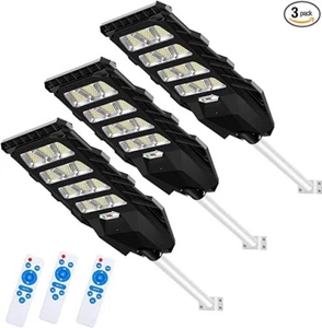 3 Pack Solar LED Street Lights Outdoor 528LEDs Motion Sensor Parking Lot Lights - Picture 1 of 6