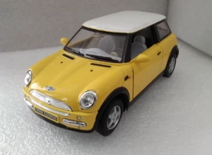 BMW Mini Cooper - Yellow Kinsmart 1:28 Scale Diecast Model with Opening Doors - Picture 1 of 8