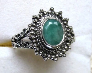 Genuine Emerald Ring / Artisan Designed / Size 8 / 925 Sterling Silver / 1.5ct - Picture 1 of 7