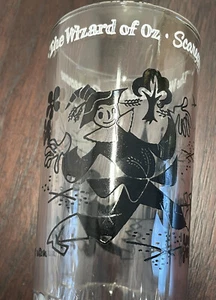 Vintage 1950's Swift Wizard of Oz Juice Drinking Glass Scarecrow Black & White - Picture 1 of 10