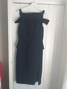 Used VGC Stunning Amanda Wakeley Black Peplum Dress Size 10 Wool + Silk - Picture 1 of 8