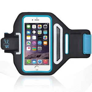iPhone 6/6S Plus 5.5" Blue Lycra Armband Running Reflective CreditCard Holder - Picture 1 of 6