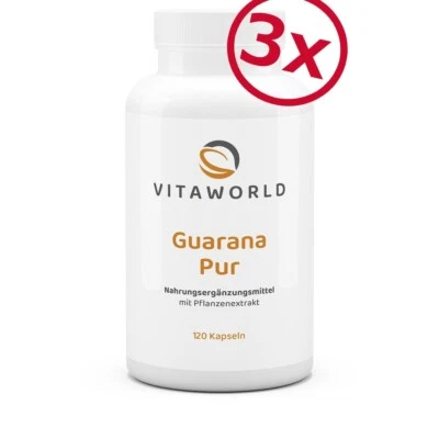 Vita World 3er Pack Guarana pur 500mg 3 x 120 Kapseln Made in Germany