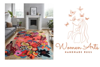 Womenarts New Handmade Jardin Red Traditional Woolen Tufted Area Rug - Image 1 of 4