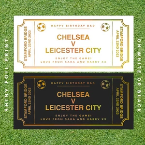 Surprise Football Match Personalised Gift Voucher Keepsake Card Foiled Ticket - Picture 1 of 8