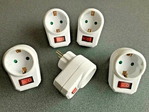 5 schaltbare Steckdosen mit Schalter Steckdosenschalter Stecker Zwischenstecker - Bild 1 von 4