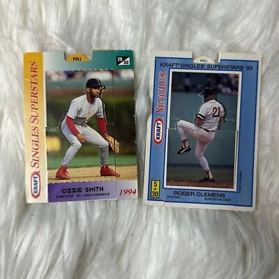 Cartões de beisebol vintage Kraft Pull Ozzie Smith Roger Clemens singles superstars - Imagem 1 de 2