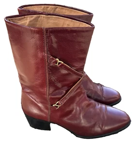 RARE Gold Shoe Italian Leather Cognac with Gold Accent Boots Styled By EN size 7 - Picture 1 of 18