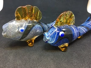 FISH CHILLUM HAND PIPE BLOWN GLASS HEAVY DICHRO BOWL TOBACCO SMOKING AJ55Y USA 1 - Picture 1 of 12