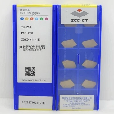 Insertos de carburo hoja CNC ZQMX4N11-1E YBC251 4,0 mm SP400 originales ZCC.CT 10 piezas Foto 1 de 3