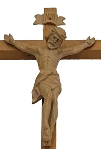 Altes INRI Kruzifix Jesus am Kreuz Holz 30 x 15 cm - Bild 1 von 11