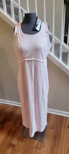 NWT $98 MIMI MATERNITY PULLOVER LONG PINK COTTON NURSING GOWN SLEEVELESS SZ M - Picture 1 of 5