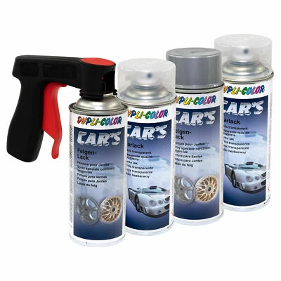 2x Felgenlack Spray Car's Dupli Color Silber + 2x Klarlack mit Pistolengriff - Bild 1 von 4