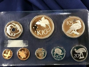 1975 Papua New Guinea 8 Coin Silver Proof Set Franklin Mint E0821 - Picture 1 of 6