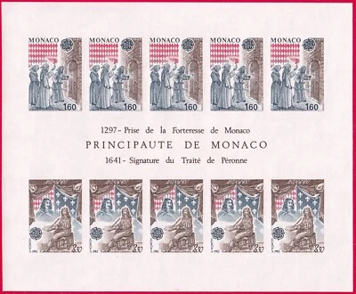 With NUMBER, MONACO EUROPA 1982 BLOC FEUILLET N°22  a NON DENTELE NEUF ** RARE! - Image 1 of 2