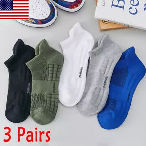 3 Paires De Chaussettes En Coton Pour Hommes Coupe Moyenne Quart De Cheville ~ - Picture 1 of 18