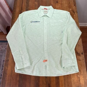 Simms Shirt Mens Medium Green Button Up Casual Performance Fish West - Picture 1 of 14