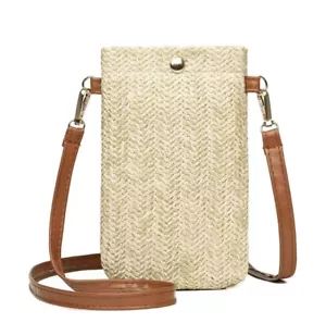 Handytasche, Tasche, Creme Beige, Bast Stroh Tasche, NEU!!! Boho, Strand, Stadt - Bild 1 von 5