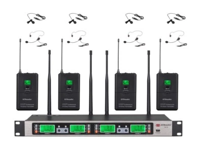 GTD Audio 4x100 Ch UHF Wireless Lapel lalavlier Microphone Mic System B-33L - Image 1 of 3
