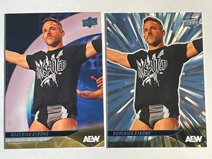 Roderick Strong 2025 Upper Deck AEW Base & Outburst Parallel SP Lot (2) - Picture 1 of 2
