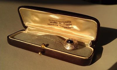 Krawattennadel 835er Silber Saphir blau Bakelit Box silver Tie Pin sapphire DRGM - Bild 1 von 4