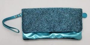 New York & Company Foldover Clutch Bag 9" x 5" Turquoise EUC Vintage 80s - Picture 1 of 4