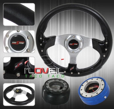 320mm Mazda Rx7 Fc3S 6-Bolt Aluminum Frame Jdm Steering Wheel + Hub Adapter Kit Foto 1 de 3