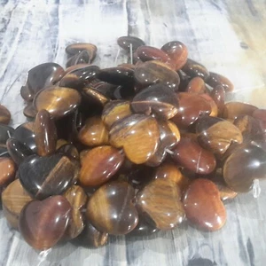 Natural Tiger Eye Heart Shape, 19x20x7mm 10 pce Strand. Free postage. Oz Seller - Picture 1 of 3