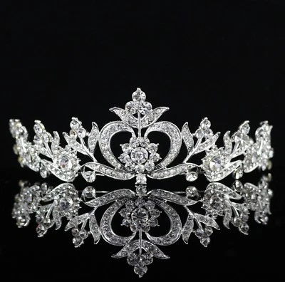 Tiara Corona Floral Transparente Cristal Austriaco Estrás Nupcial Baile de graduación Boda T24 Foto 1 de 4