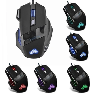 LED Optical PC Gaming Mouse USB Wired Programmable 7 Buttons 5500 DPi Mice Gamer - Image 1 of 4