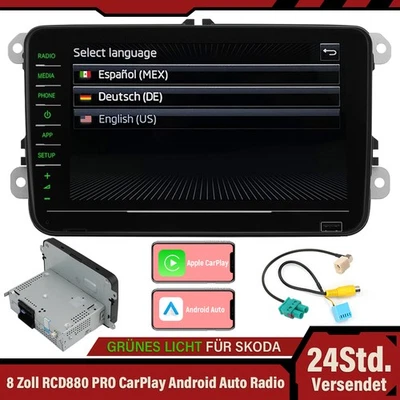8-In RCD880 PRO CarPlay Android Auto Radio Stereo Grünes Licht RCD330 Für Skoda - Bild 1 von 4