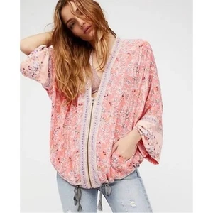 Free People Pink Wildflower Cinch Kimono Size M/L - Picture 1 of 7