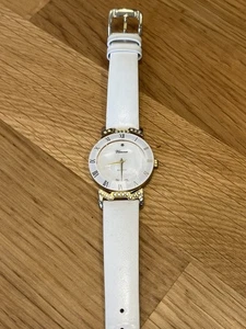 Vienna Black Women’s Watch White face on White Leather Band - Picture 1 of 4